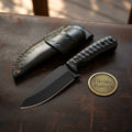 Sculpted Blackout Fixed Blade Knife with Black Coated Blade