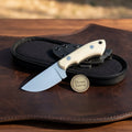 Bone Skinner EDC Knife with Compact Fixed Blade and Bone Handle