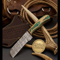 Wawona Cowboy Bull Cutter Knife with Squared Damascus Blade