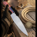 American Flag Handle Chef Knife with Wide Cutting Blade for Patriotic Kitchens