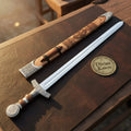 Medieval Norse Viking Sword with Carved Wood Scabbard