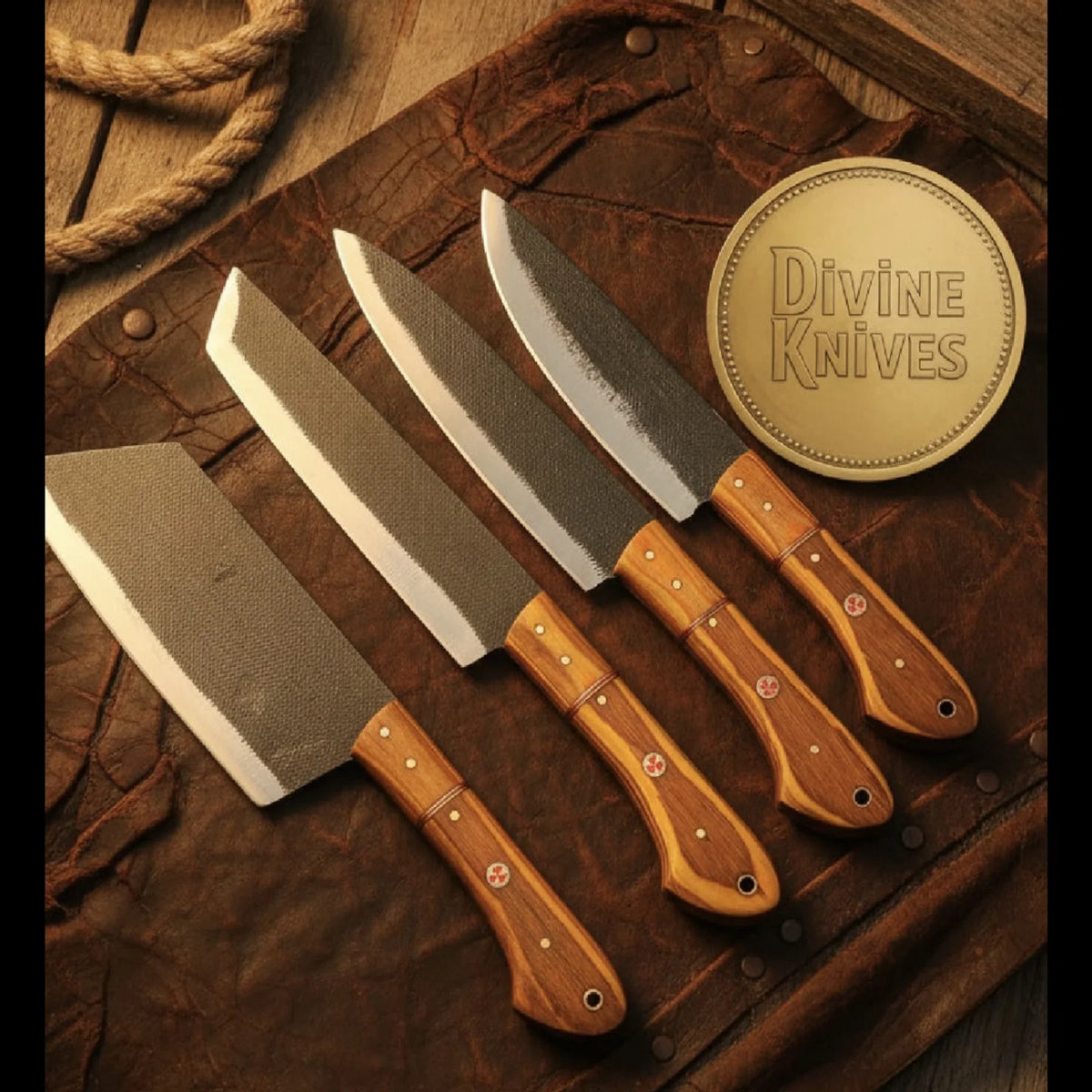 Charcoal & Amber Chef Knife Set with Dark Finished Blades