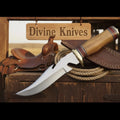 Brass Guard Damascus Gut Hook Knife with Multi Ring Wood Handle