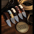 Assorted Handle Damascus Skinner Knife Set – 5 Pieces
