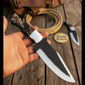 Black & Gold Resin Handle Damascus Bushcraft Knife with Saw-Back
