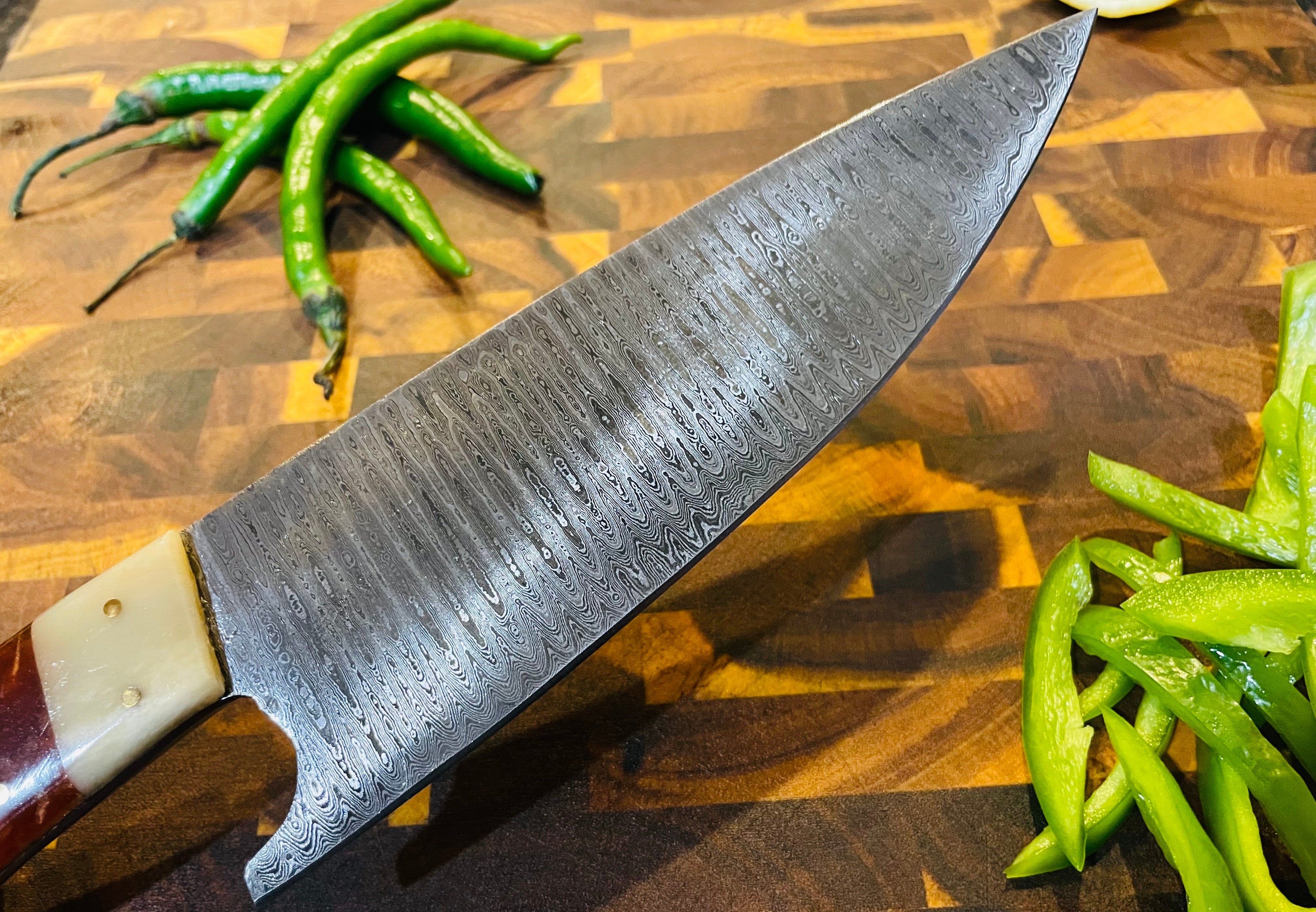 5-Piece Damascus & Arylic Knife Set / With Leather carry Bag