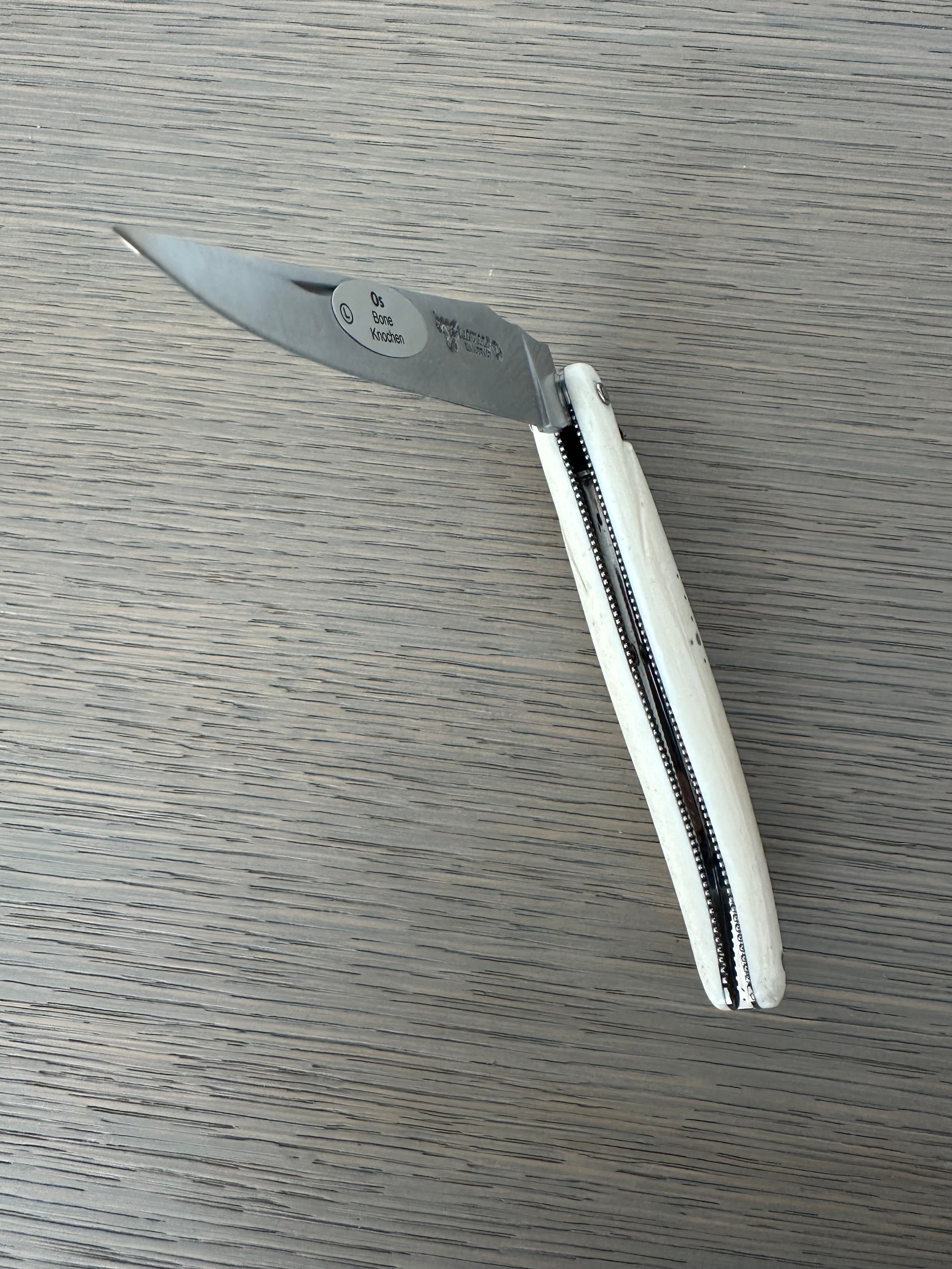 Laguiole en Aubrac La Perle Hand Carved Multipurpose Knife, Bone, 4.75-Inches