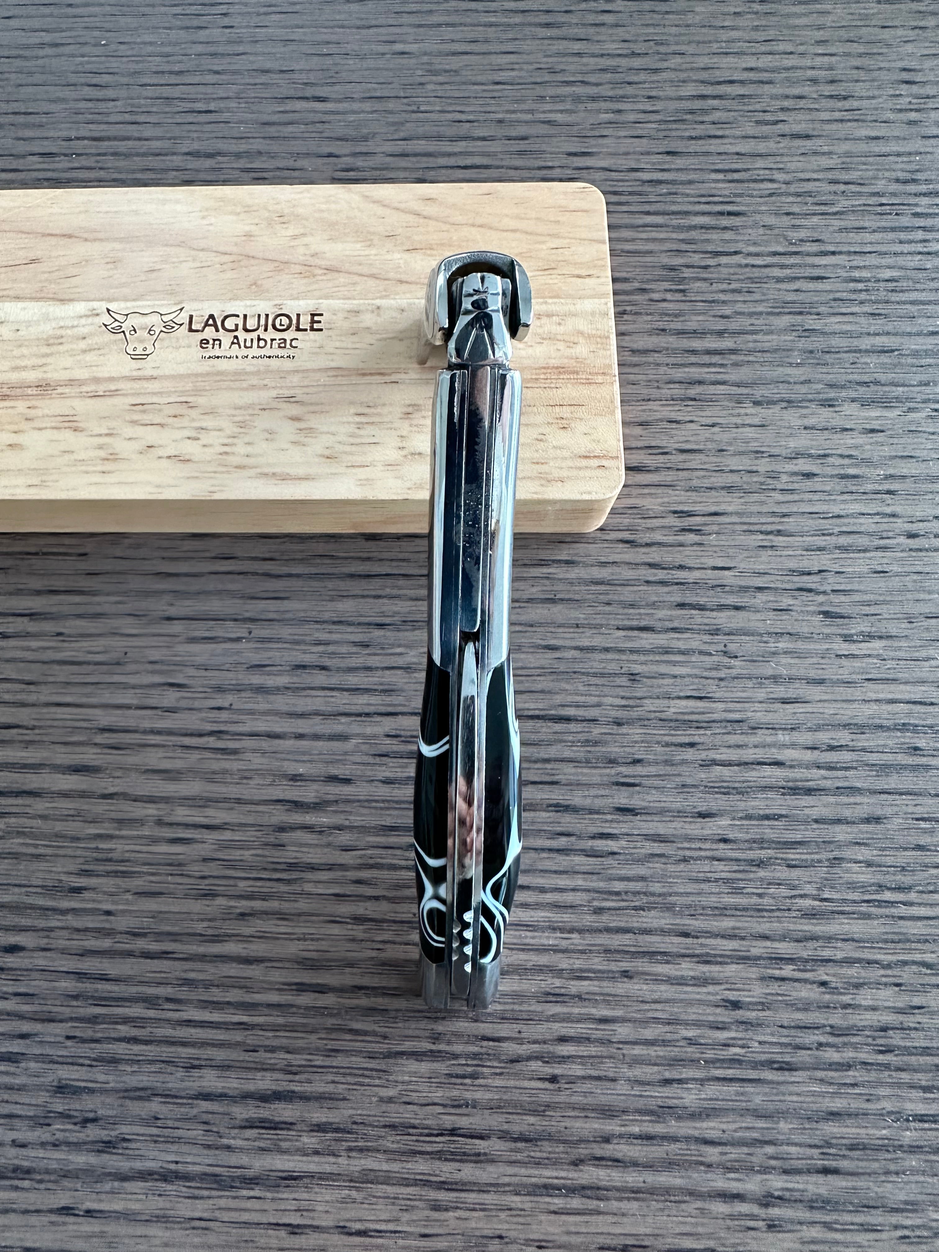 Handcrafted Sommelier Waiter's Corkscrew with Marshmallow Black Handle by Laguiole en Aubrac