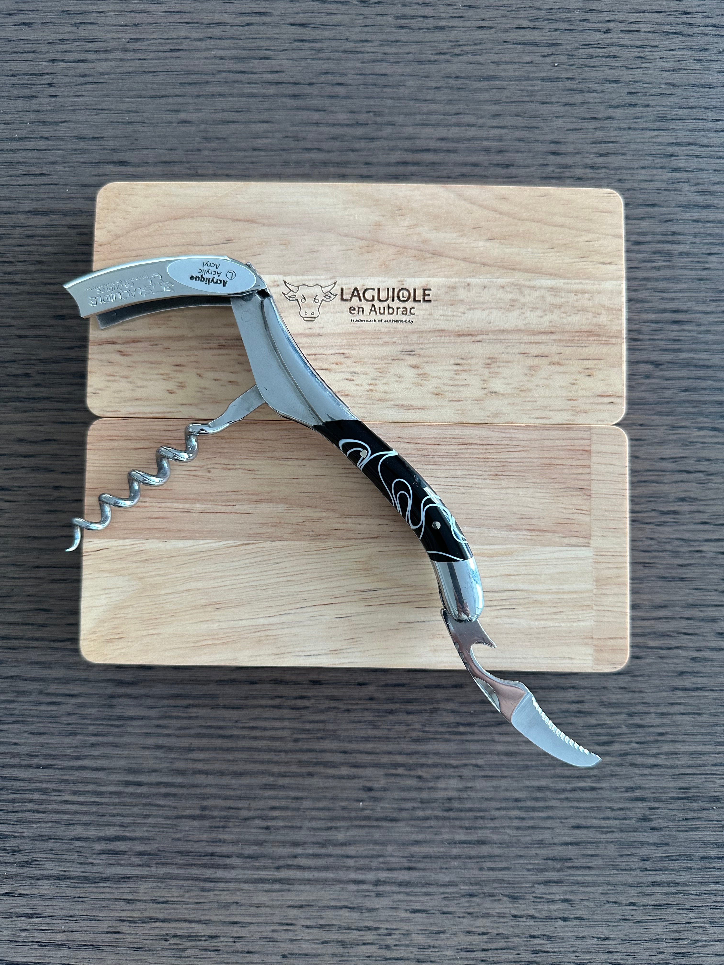 Handcrafted Sommelier Waiter's Corkscrew with Marshmallow Black Handle by Laguiole en Aubrac