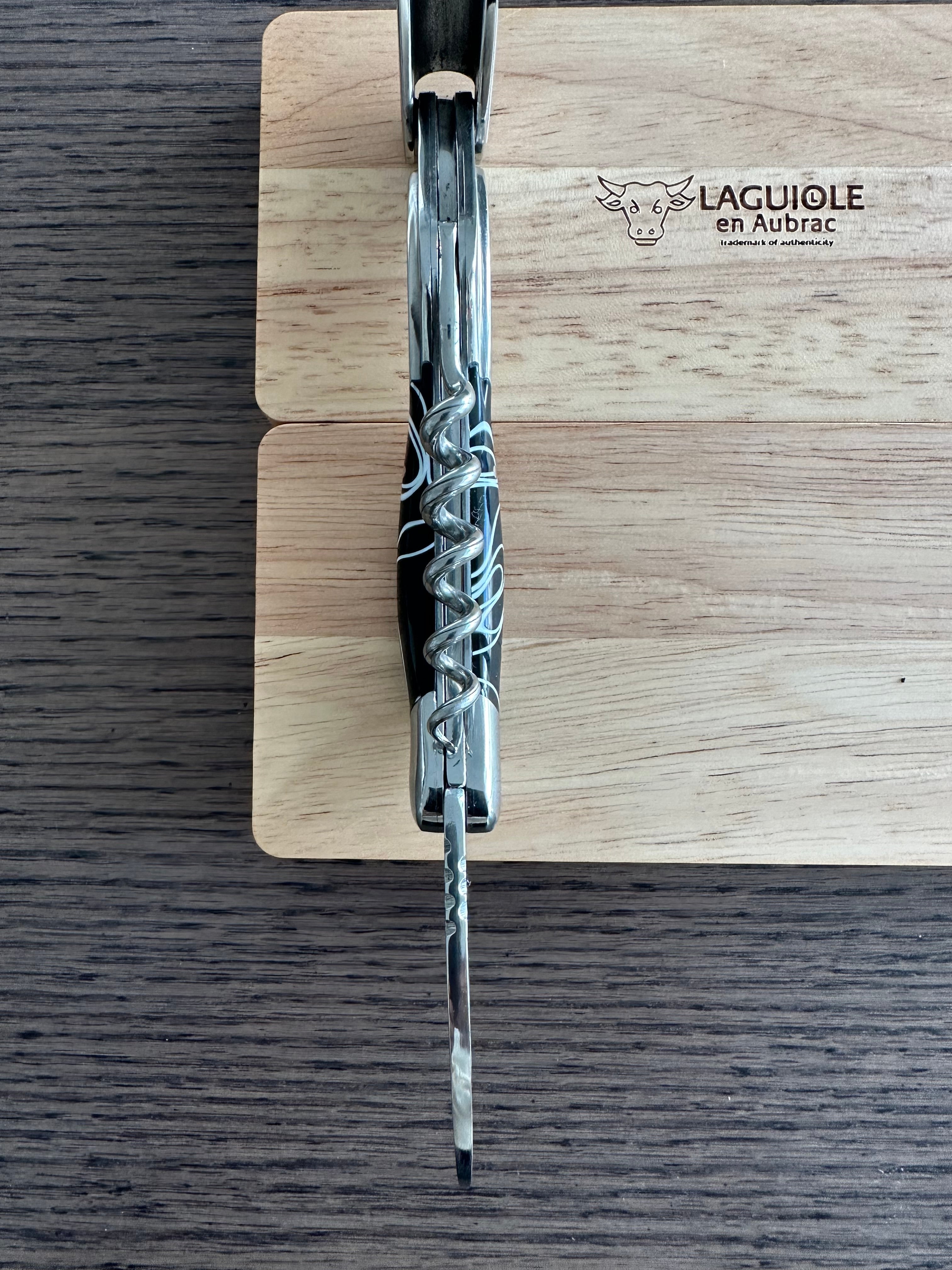 Handcrafted Sommelier Waiter's Corkscrew with Marshmallow Black Handle by Laguiole en Aubrac