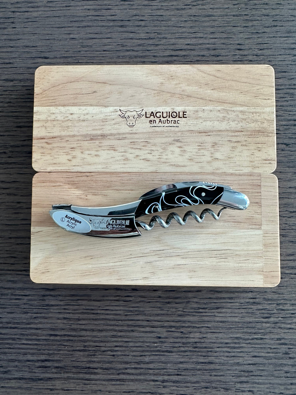 Handcrafted Sommelier Waiter's Corkscrew with Marshmallow Black Handle by Laguiole en Aubrac