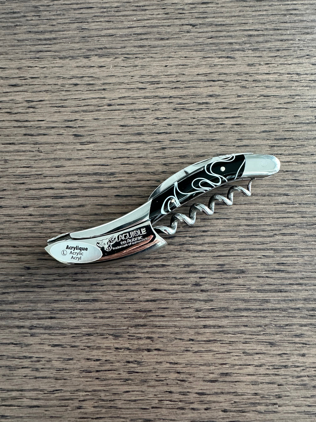 Handcrafted Sommelier Waiter's Corkscrew with Marshmallow Black Handle by Laguiole en Aubrac