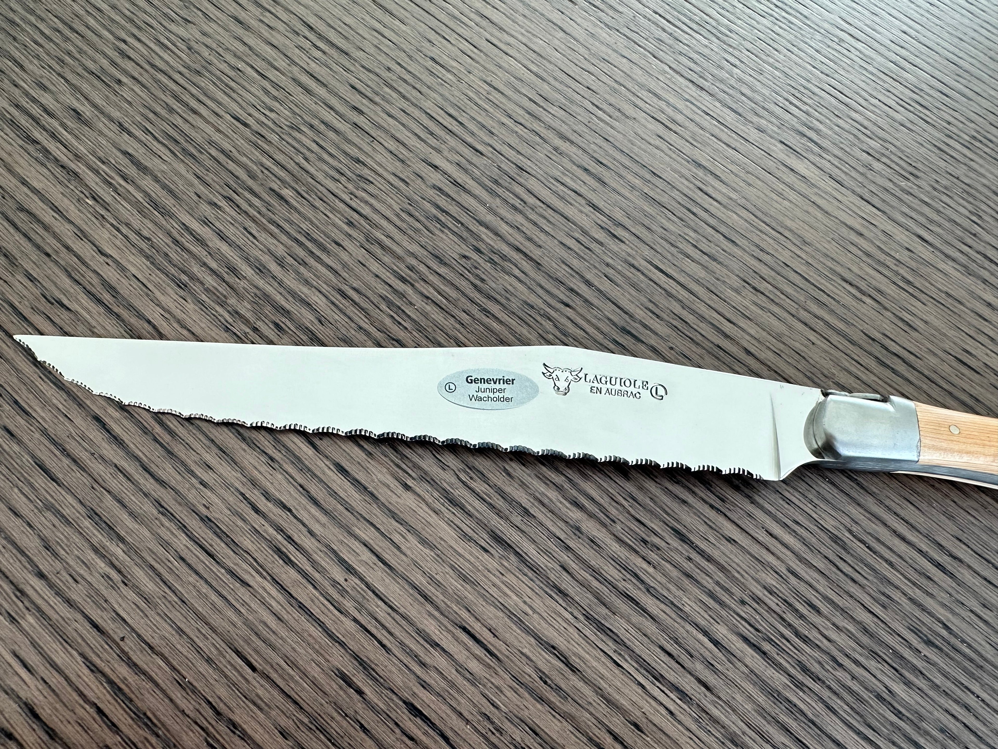 Laguiole en Aubrac Stainless Steel Bread Serrated Knife With Juniper Handle, 7-in