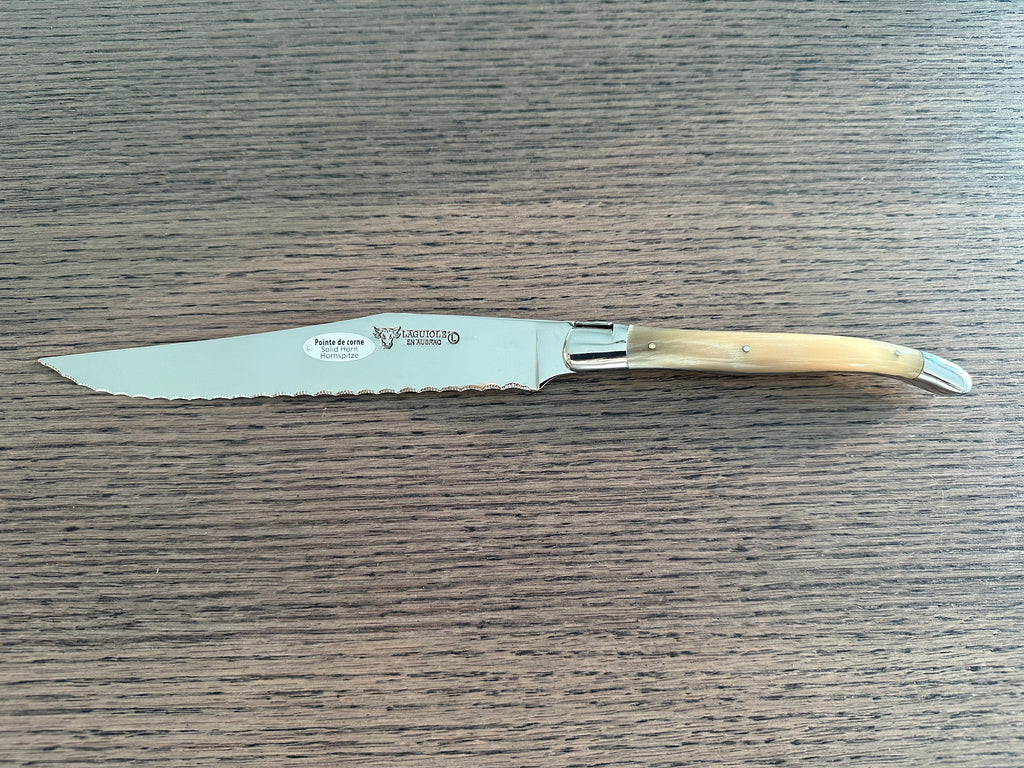 Laguiole en Aubrac Stainless Steel Bread Serrated Knife With Solid Horne Handle, 7-in