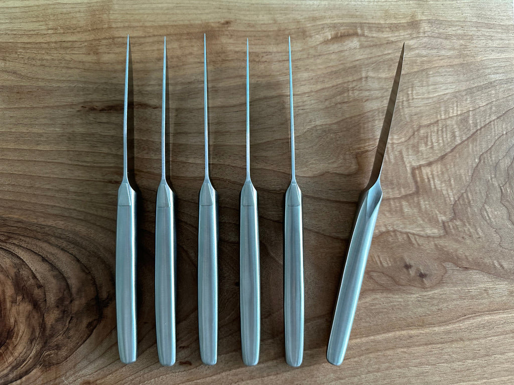 Laguiole en Aubrac Handcrafted 6-Piece Steak Knife Set with Matte Stainless Steel Handles