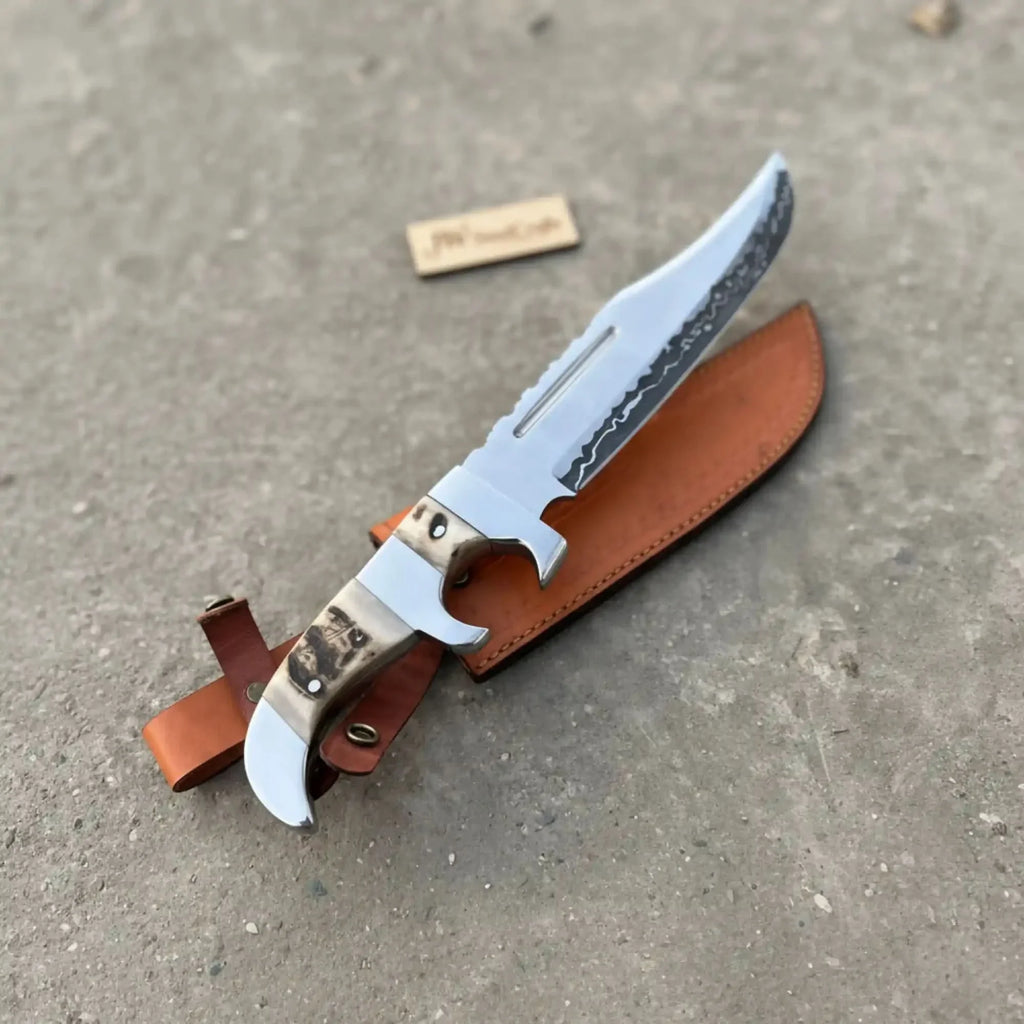 Frontier Bowie Knife 8 Inch blade Clip Point Carbon Steel Blade | Hunting Outdoor