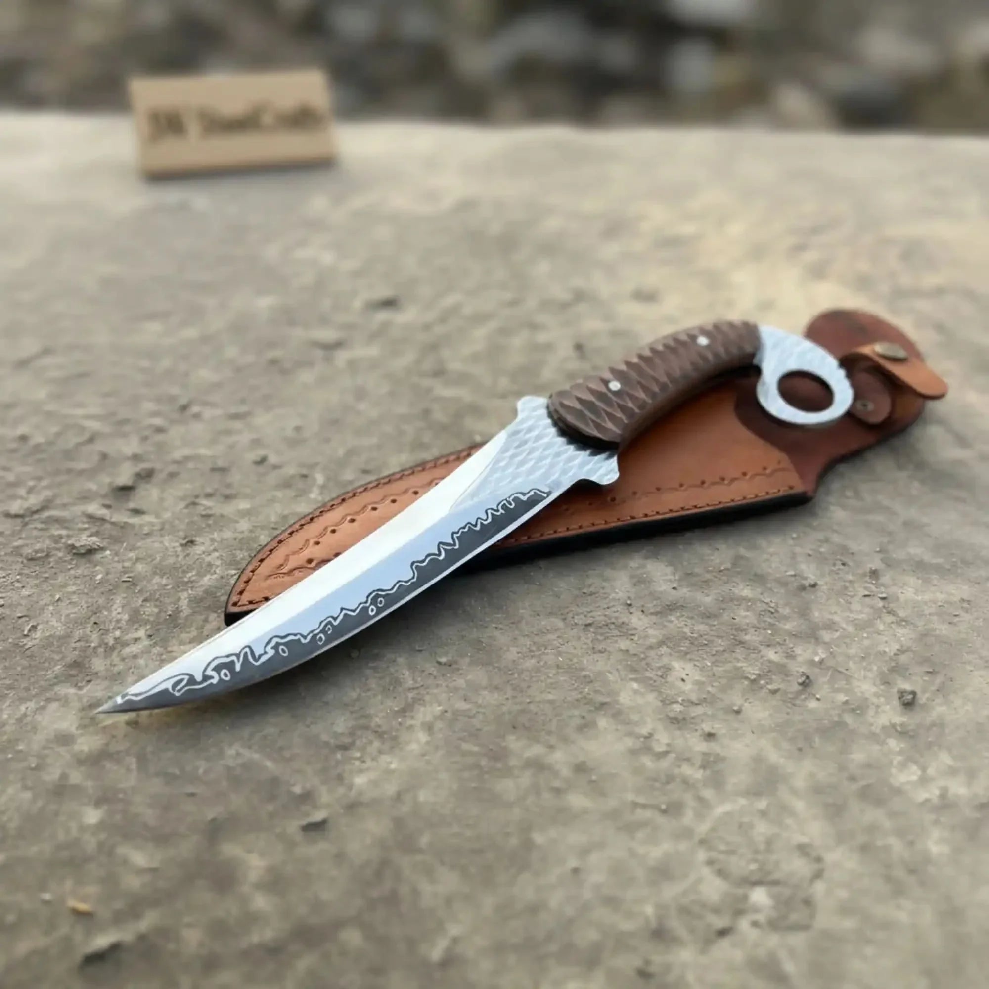 Indonesian Karambit Knife Recurve Blade acid etched Outdoor Utility