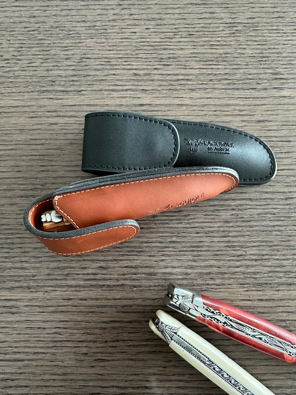 Laguiole en Aubrac Black Leather Sheath Protector for Folding Knife
