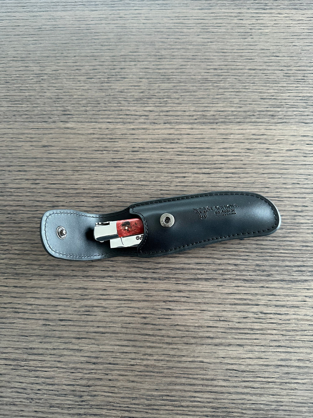 Laguiole en Aubrac Black Leather Sheath Protector for Folding Knife