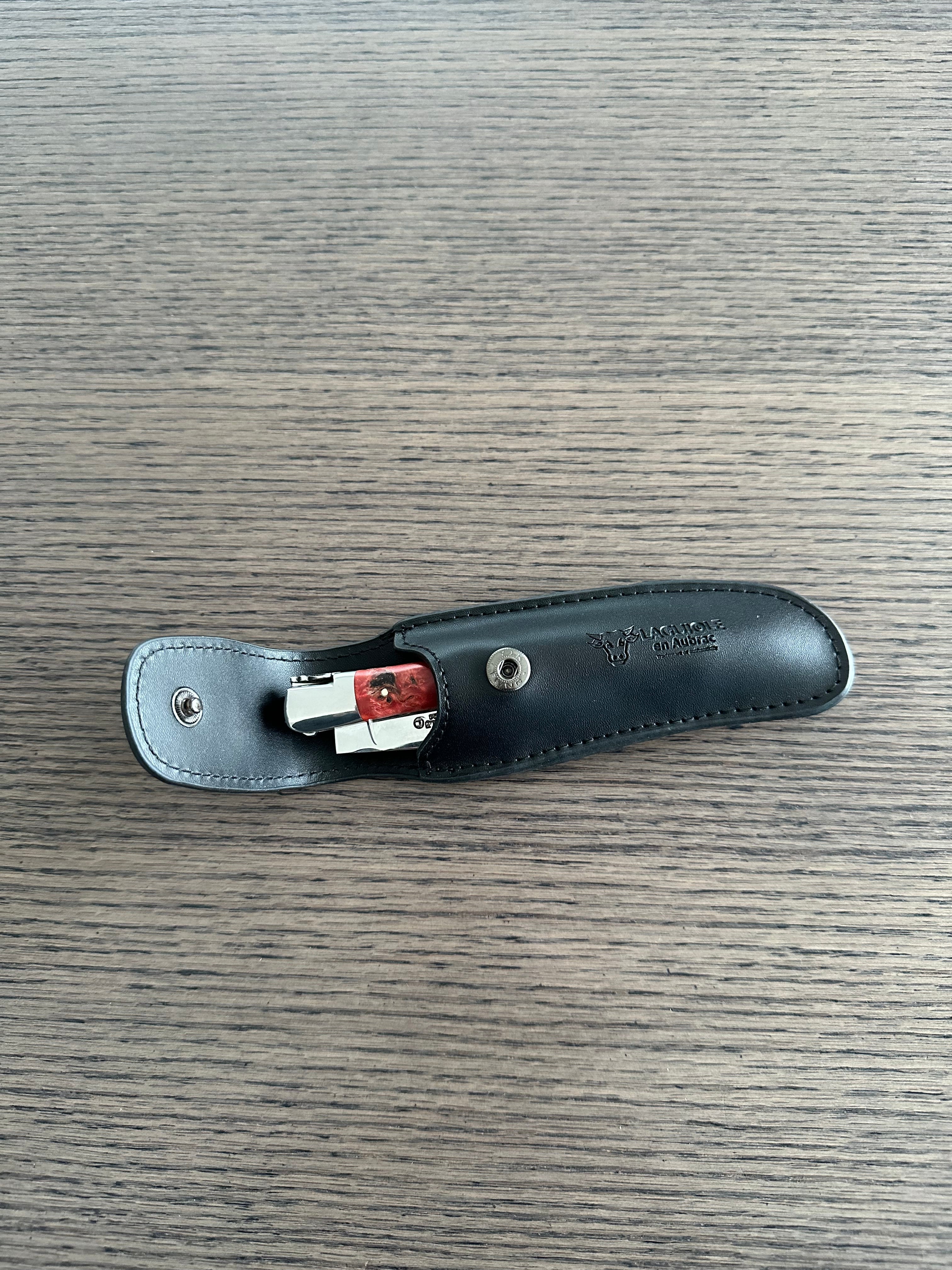 Laguiole en Aubrac Black Leather Sheath Protector for Folding Knife