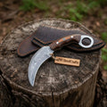 Handmade Damascus Karambit Knife with Multi-Color Micarta Handle