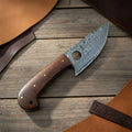 Handmade Damascus Mini Skinner Knife with Wooden Handle | Full Tang Drop Point Blade