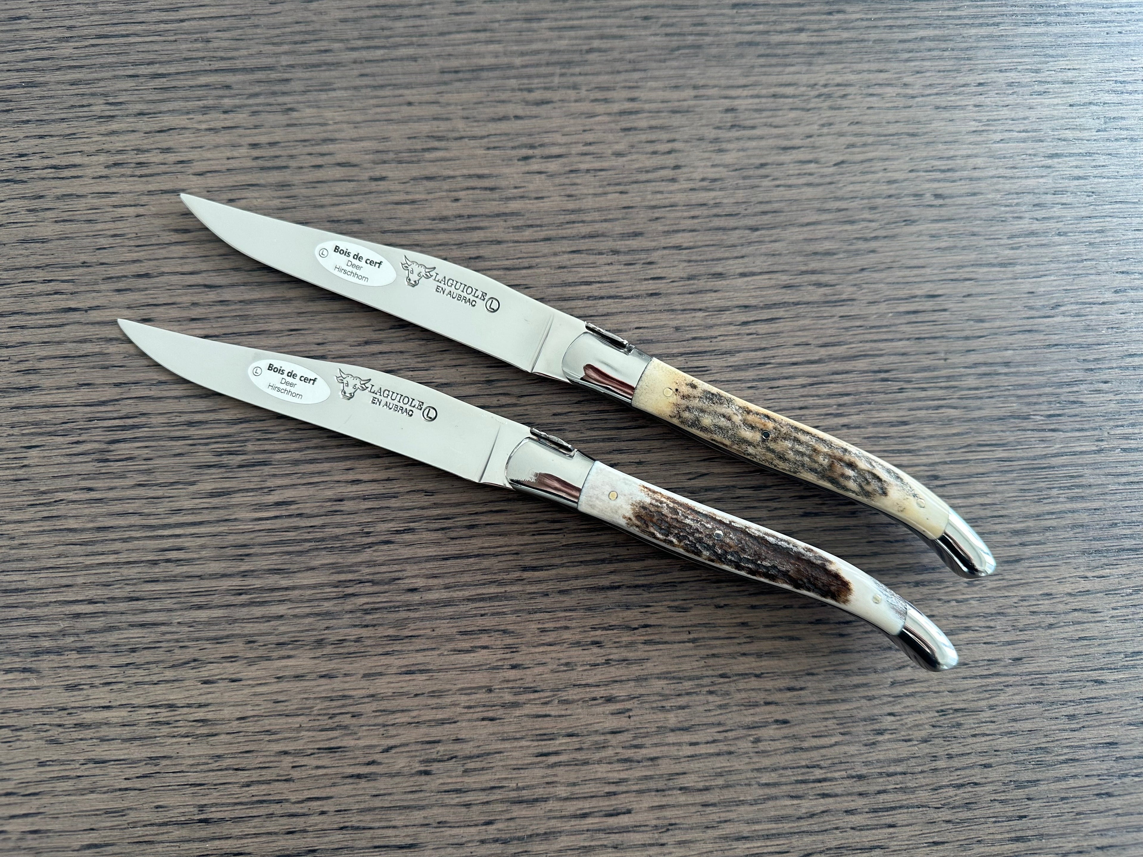 Laguiole en Aubrac Handcrafted 6-Piece Steak Knife Set with Deer Antler Handles