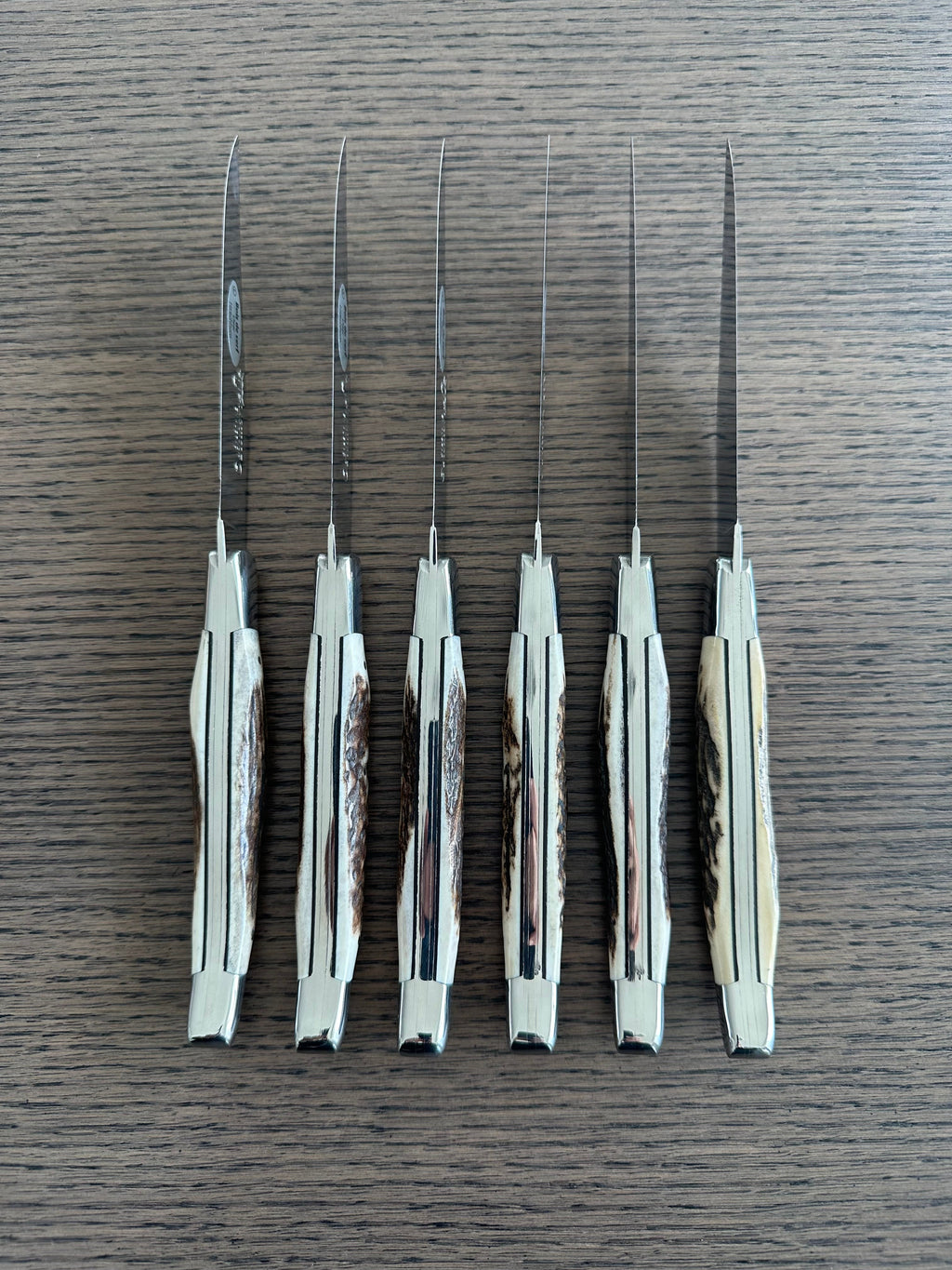 Laguiole en Aubrac Handcrafted 6-Piece Steak Knife Set with Deer Antler Handles