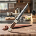 Serrated Bread Knife Long Blade Kitchen Knife Wooden Handle Precision Slicing Knife