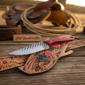 Rasp Steel Western Skinner with Red Micarta Handle