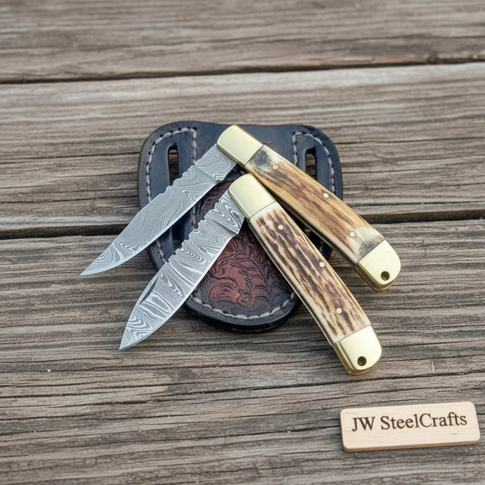 Stagpoint Lockback knife Set with Synthetic Stag Handle