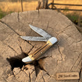 Handmade Damascus Steel Trapper Knife 4" with Dual Blades & Synthetic Handle
