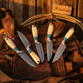 Western Ranch Skinning Knife Set with Camel Bone Handles