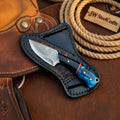 Handmade Copper Damascus Knife, Epoxy Resin Handle, 6" Fixed Blade