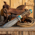 Persian Yuma Deer Antler Knife with Stag Horn and Turquoise Handle