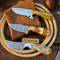 Custom Cowboy Trinity Knife Set with Wood Resin Handles