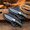 2 Piece Pinecone Resin Skinner Knife Set with Green Pinecone Handles