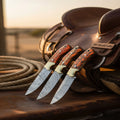 Damascus Knife Set of 3, 8" Wood Handle
