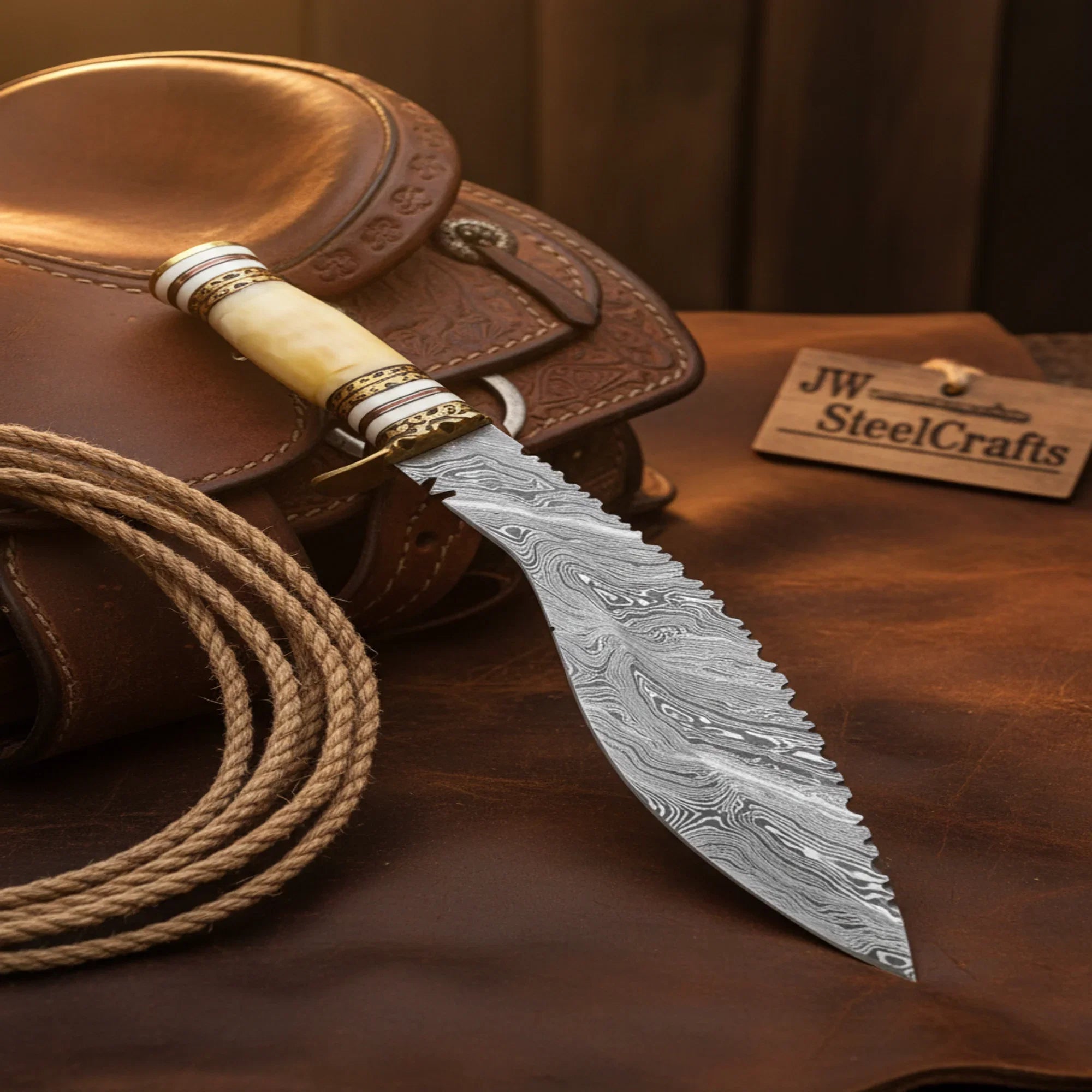 Eagle Kukri Hunting Knife with Camel Bone Handle