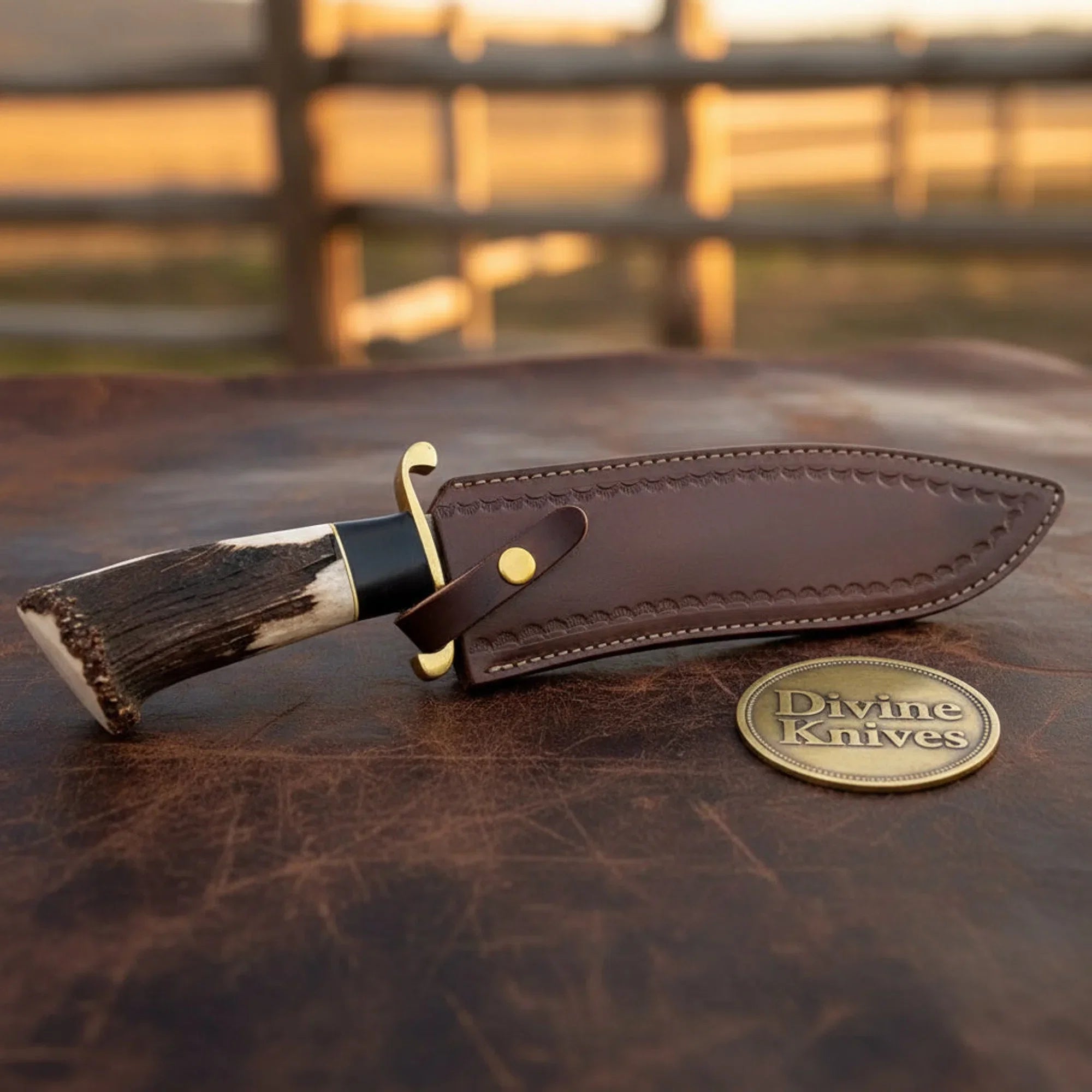 Stag Antler Classic Bowie Knife for Historical Display