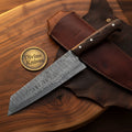 Wenge Wood Kanto Chef Knife with Deeply Textured Blade for Bold Kitchen Prep