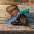 Turquoise Stone Cowboy Knife with Rasp Steel Blade