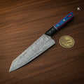 Blue Purple Resin Handle Kiritsuke Knife with Black Bolster for Precise Cutting