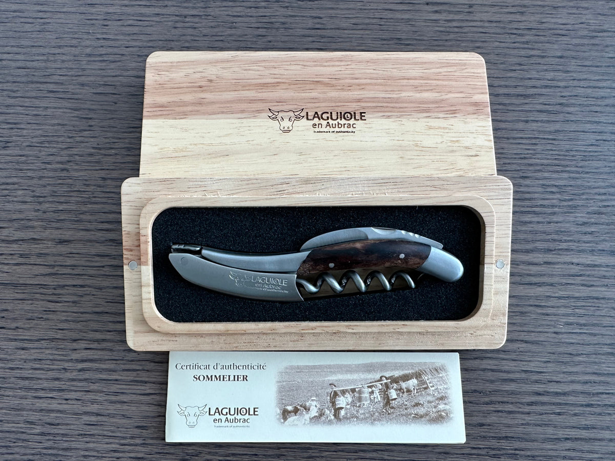 Handcrafted Sommelier Waiter's Corkscrew with Grapevine Wood Handle by Laguiole en Aubrac