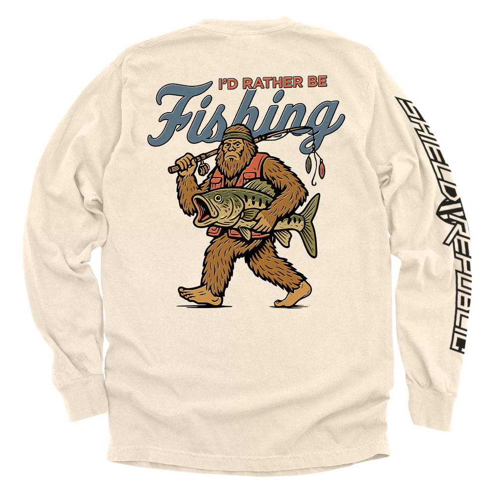 I'd Rather Be Fishing Bigfoot long sleeve t-shirt - Shield Republic | Relic & Reel
