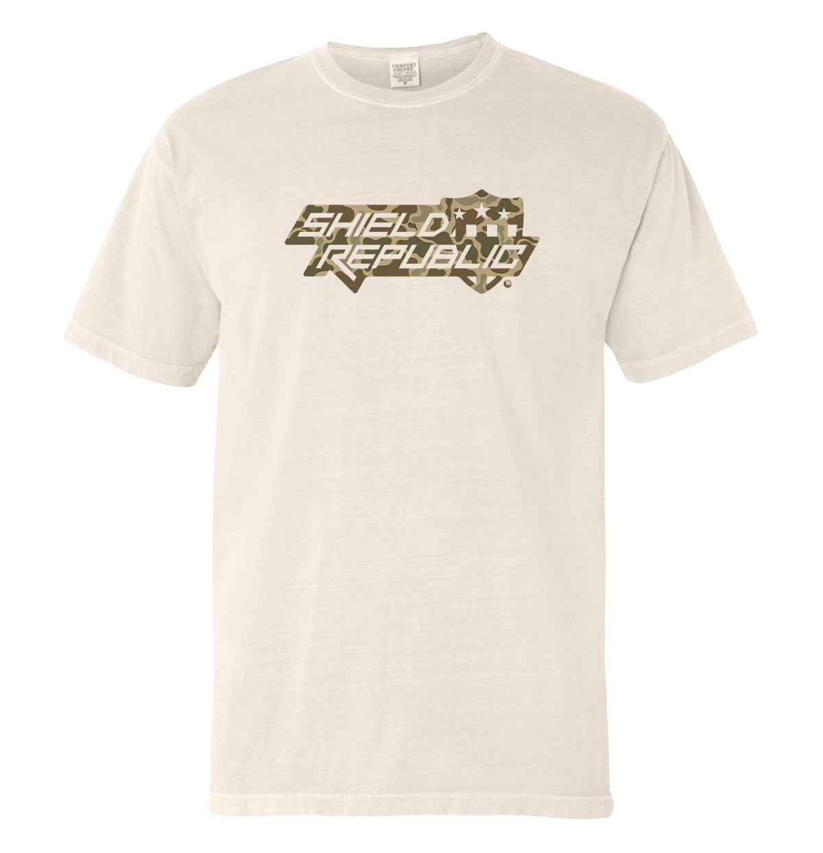 Shield Republic Duck Camo Stacked Logo (Front)
