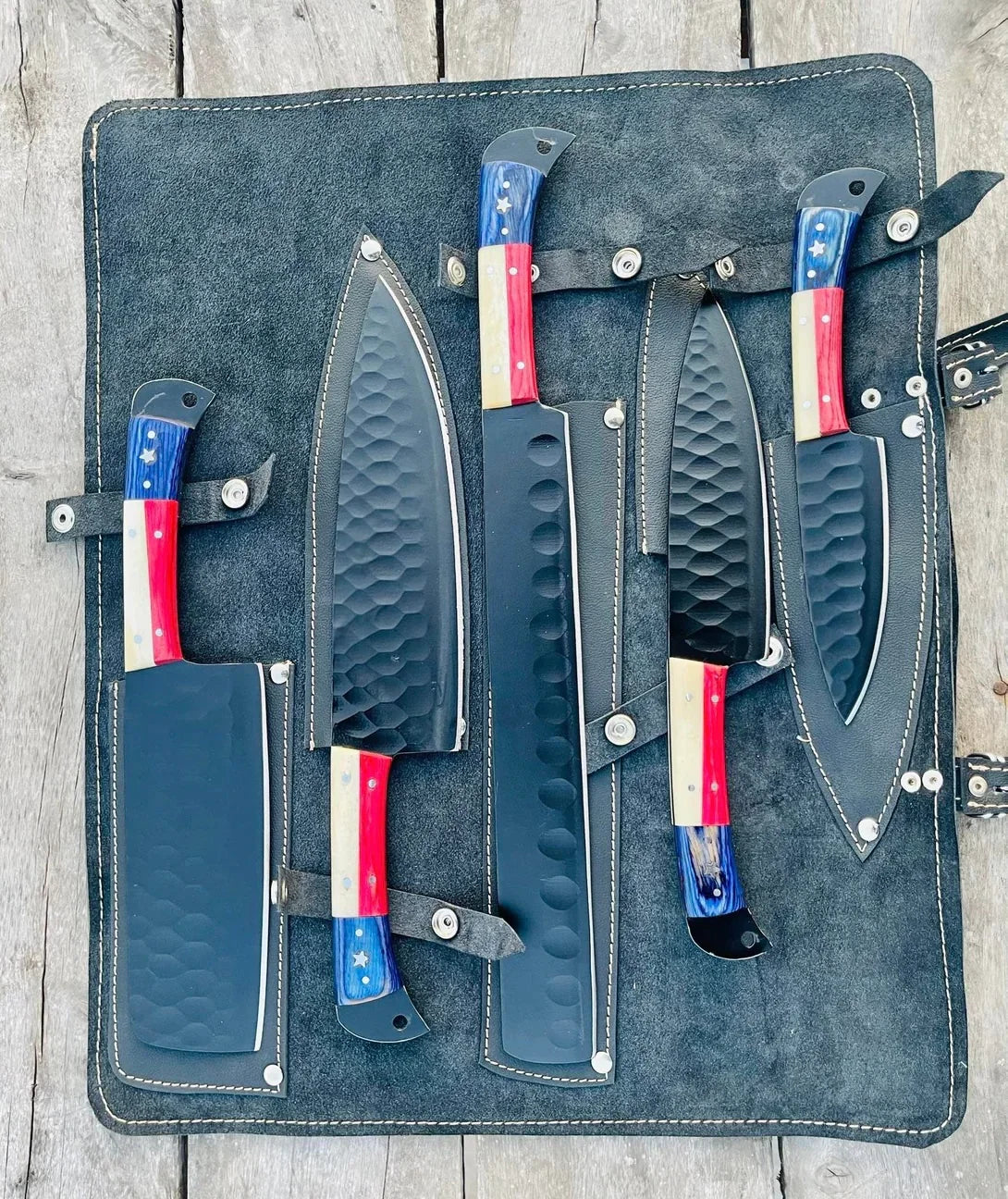Knife Sets for Kitchen – 8" Forged Stainless Steel Blade with Bone & Pakkawood Handle