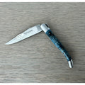 Laguiole en Aubrac Folding Knife Double Plated Stabilized Blue Poplar Burl, 4.75-in
