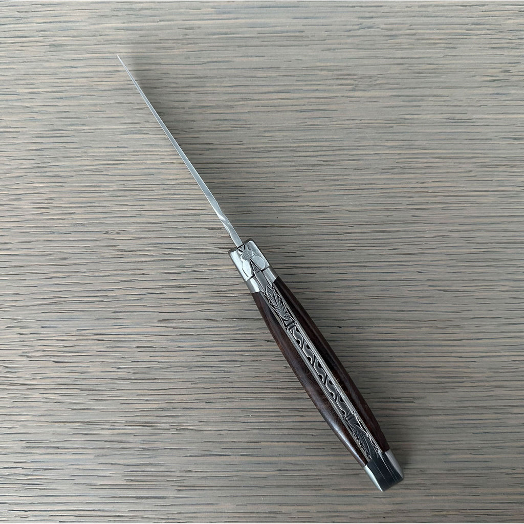 Laguiole en Aubrac Handcrafted Double Plates Multipurpose Knife with Rich Iron Wood Handle, 4.75-Inches