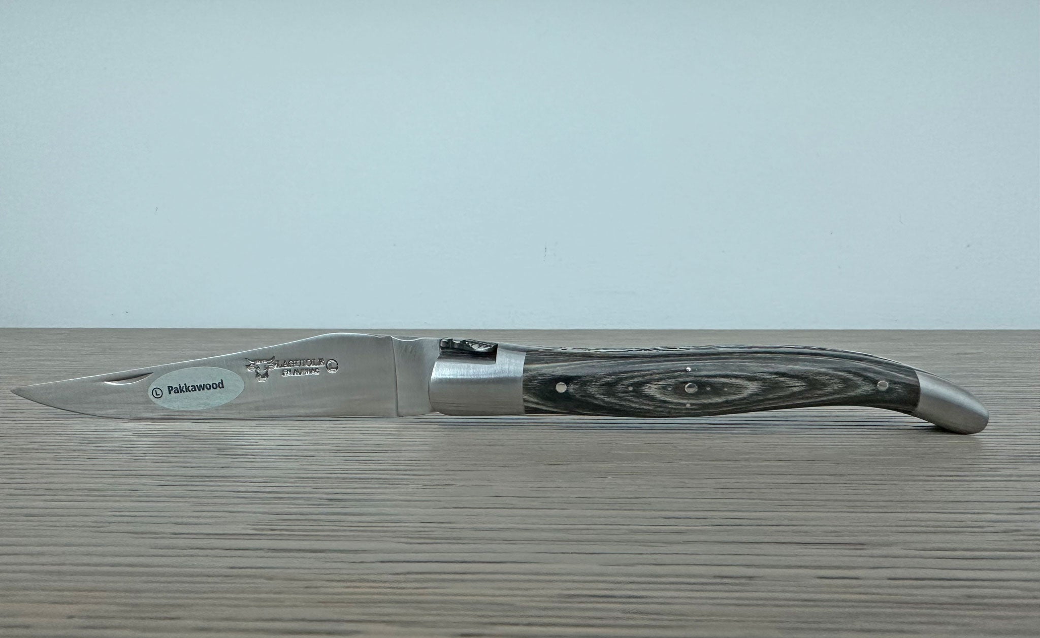 Laguiole en Aubrac Double Plated Knife Grey Pakka Handle, 4.7"